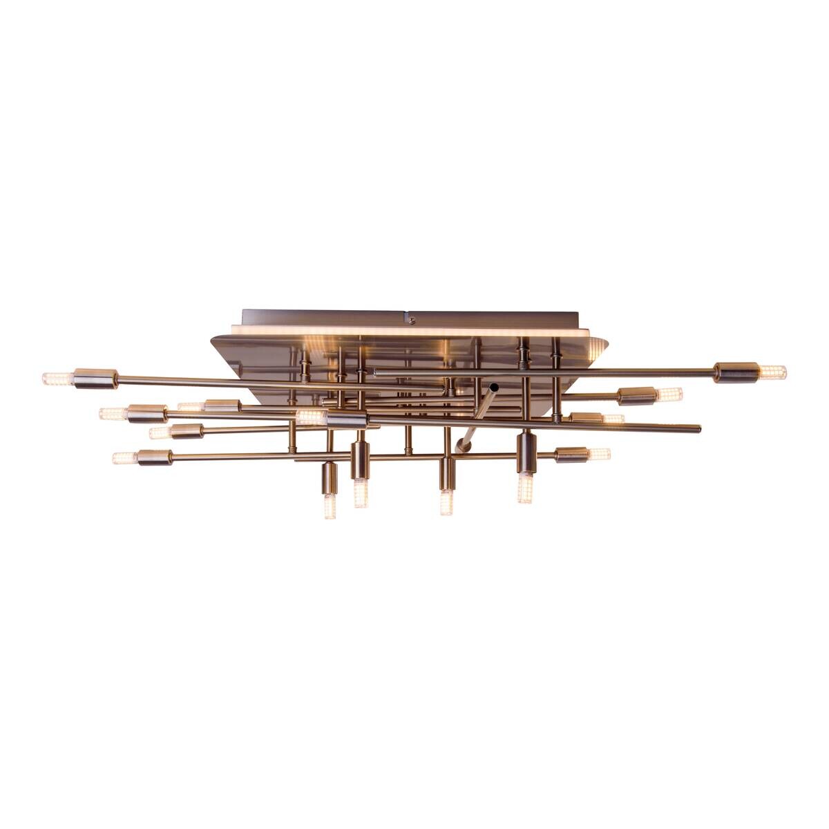 Näve Leuchten Deckenleuchte 1392950 stahlfarbig Metall B/H/T: ca. 70x15x71 cm G9 14 Brennstellen