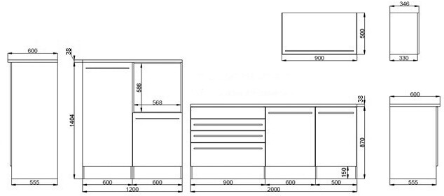 Respekta Doppelblock Premium grau hochglänzend B/H/T: ca. 320x200x60 cm