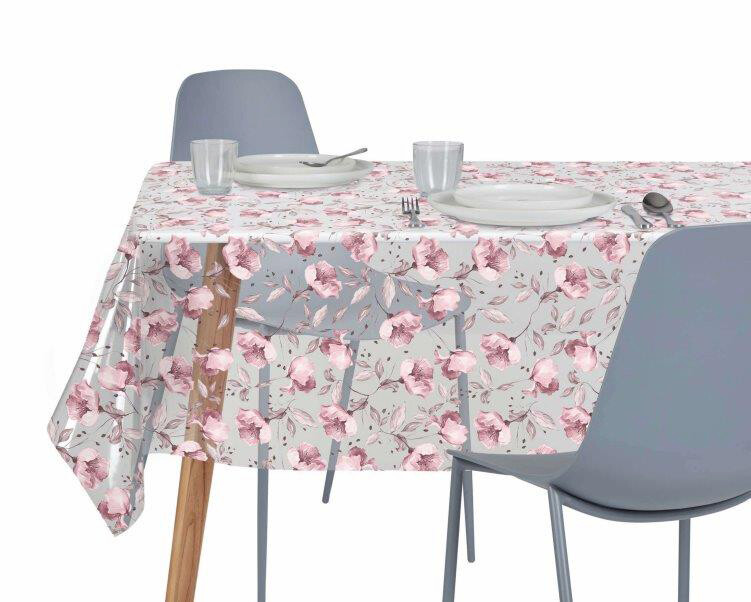 Abwaschbarer Tischbelag Fantasie Blüte transparent B: ca. 140 cm
