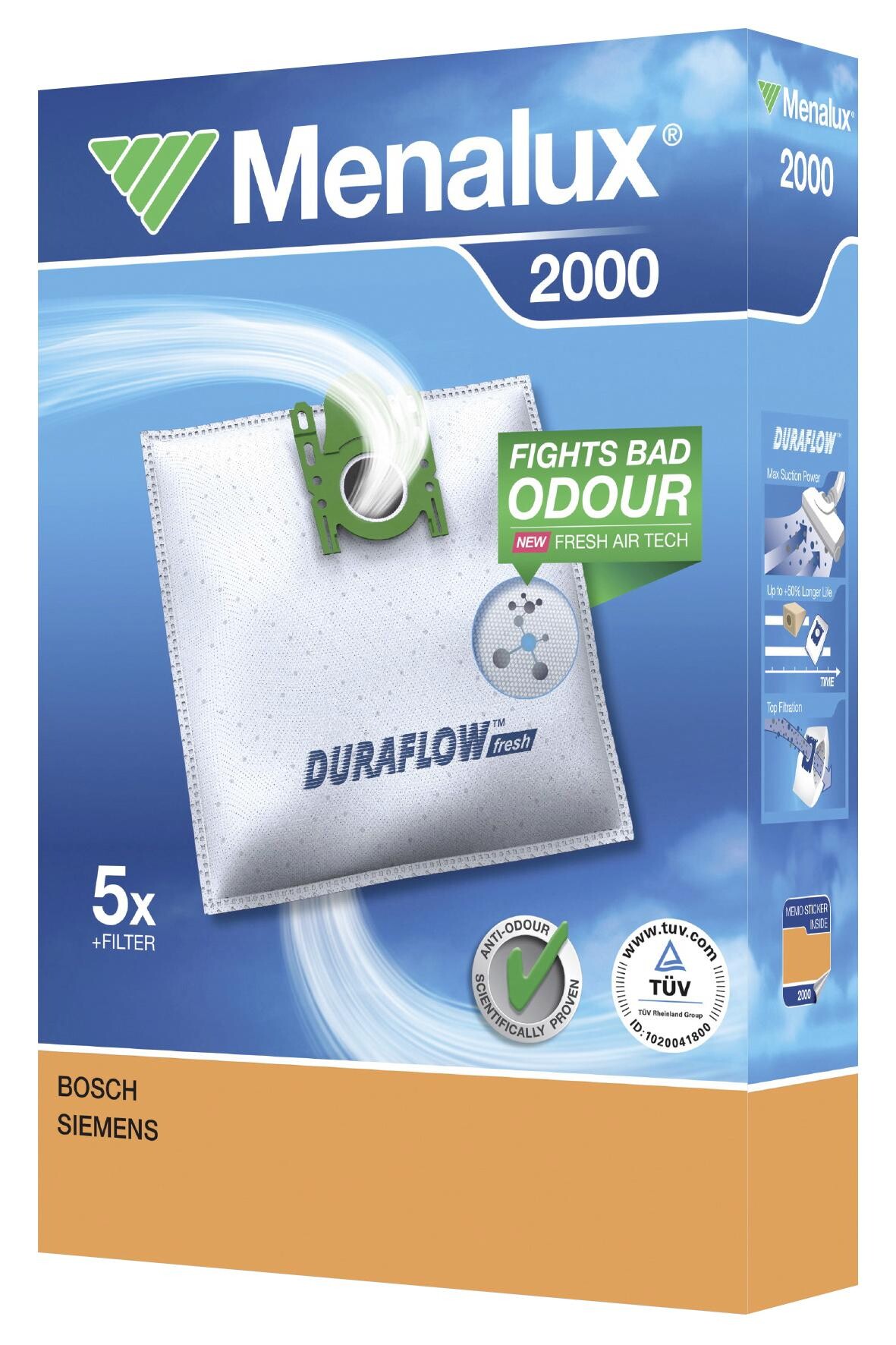 Menalux Staubsaugerbeutel 2000 Kunststoff