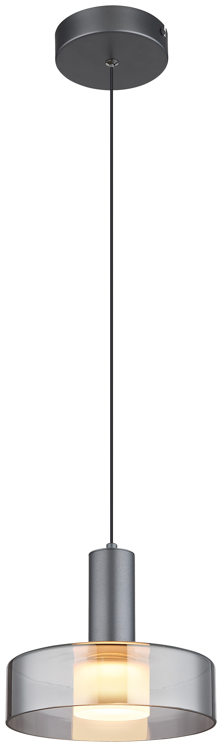 GLOBO Pendelleuchte grau Metall Glas Aluminium H/D: ca. 150x22 cm 1.0 Brennstellen