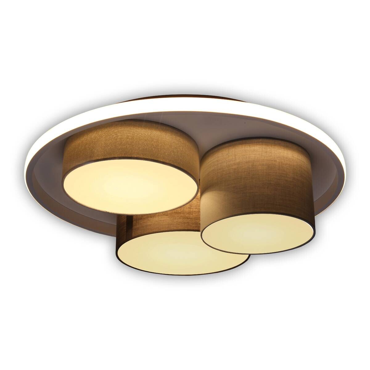 Näve Leuchten Deckenleuchte 1383716 grau Metall Kunststoff Textil B/H/T: ca. 49x15,5x49 cm null 3 Brennstellen