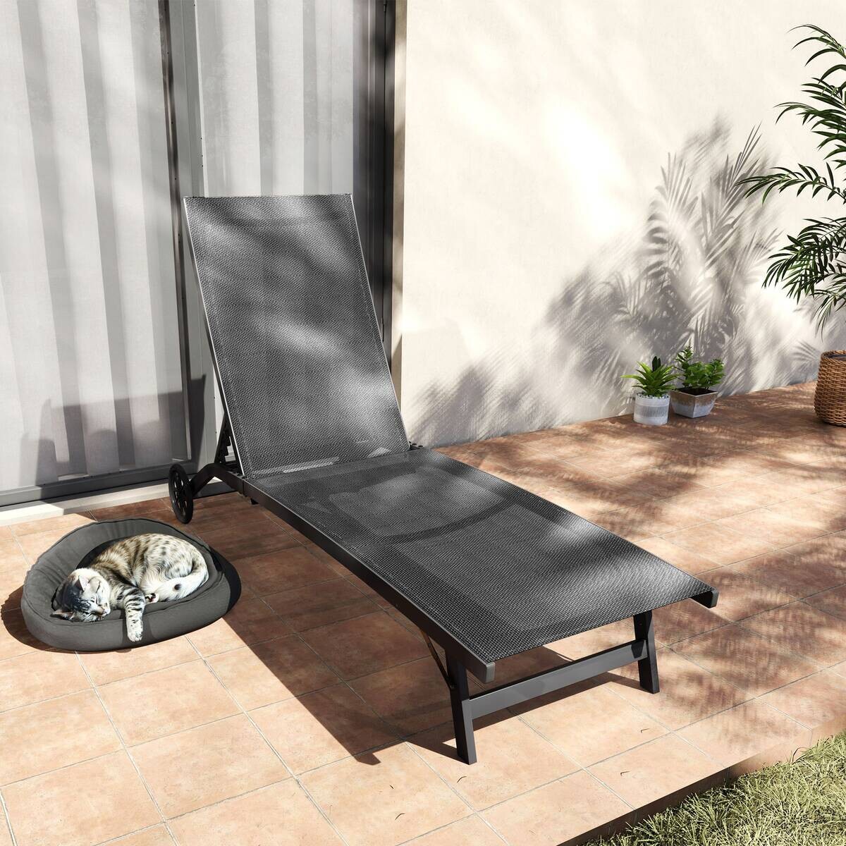 Outsunny Sonnenliege schwarz Aluminium B/H/L: ca. 165x102x66 cm