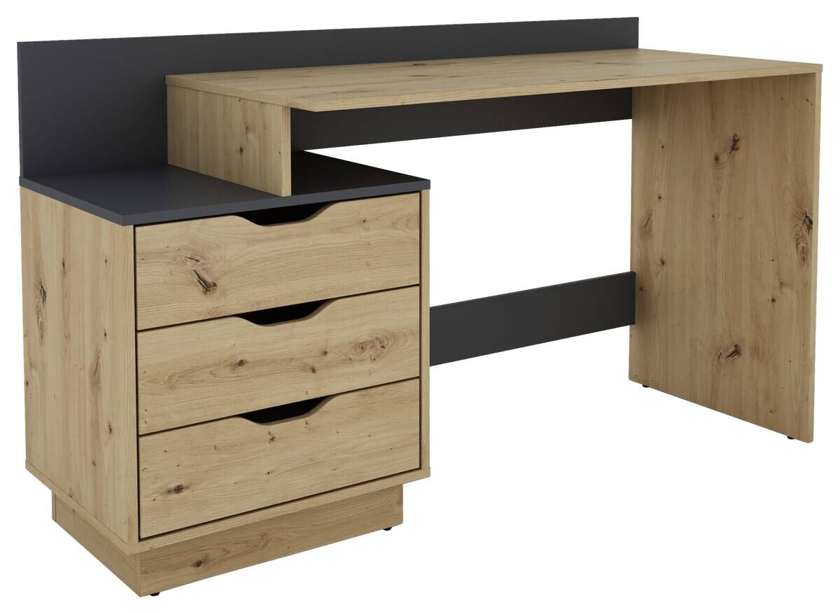 Schreibtisch BELFAST Eiche Artisan Nachbildung anthrazit B/H/T: ca. 138x83,5x51,5 cm