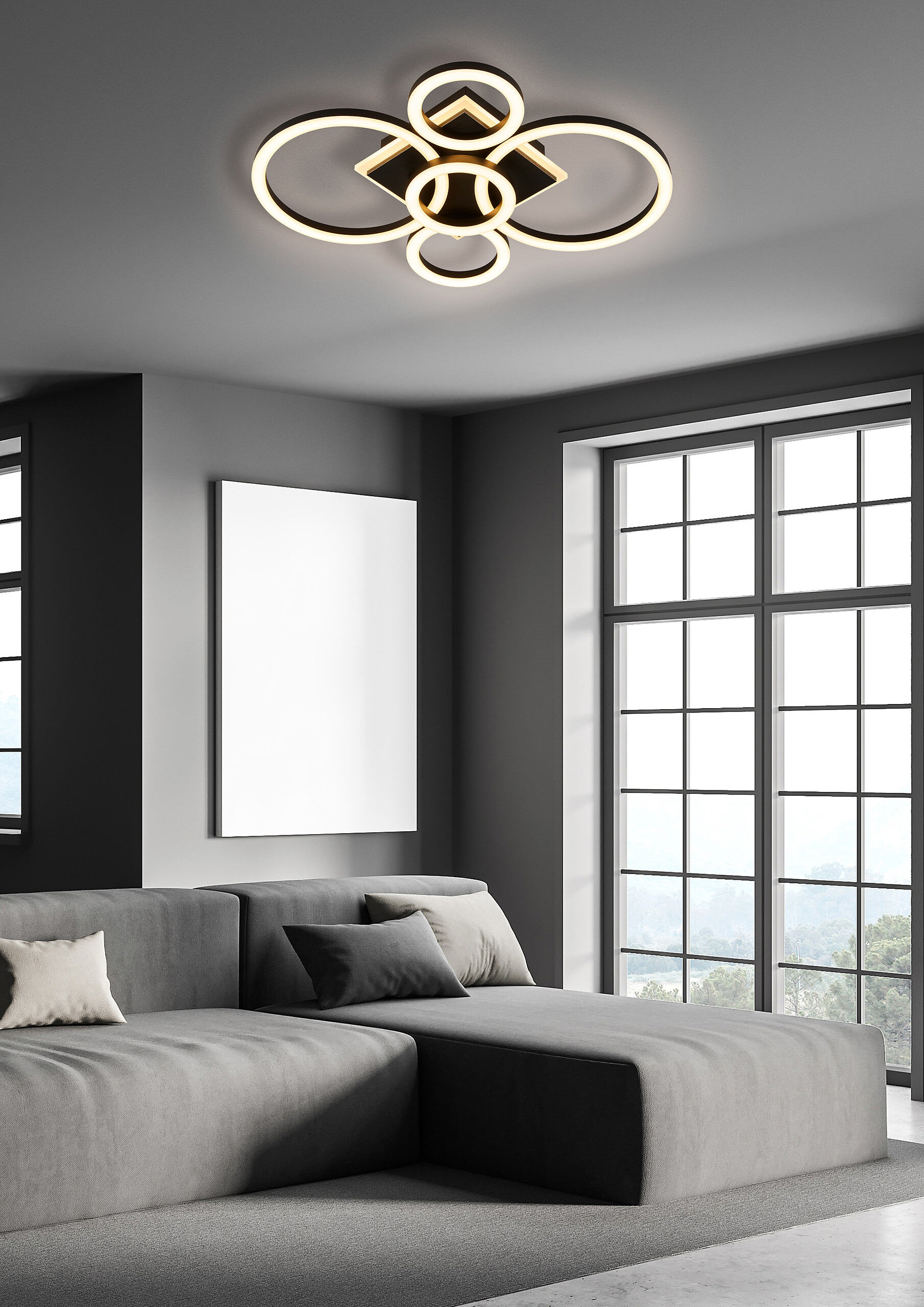 POCOline LED-Deckenleuchte Lavan schwarz B/H/L: ca. 39x9x49 cm