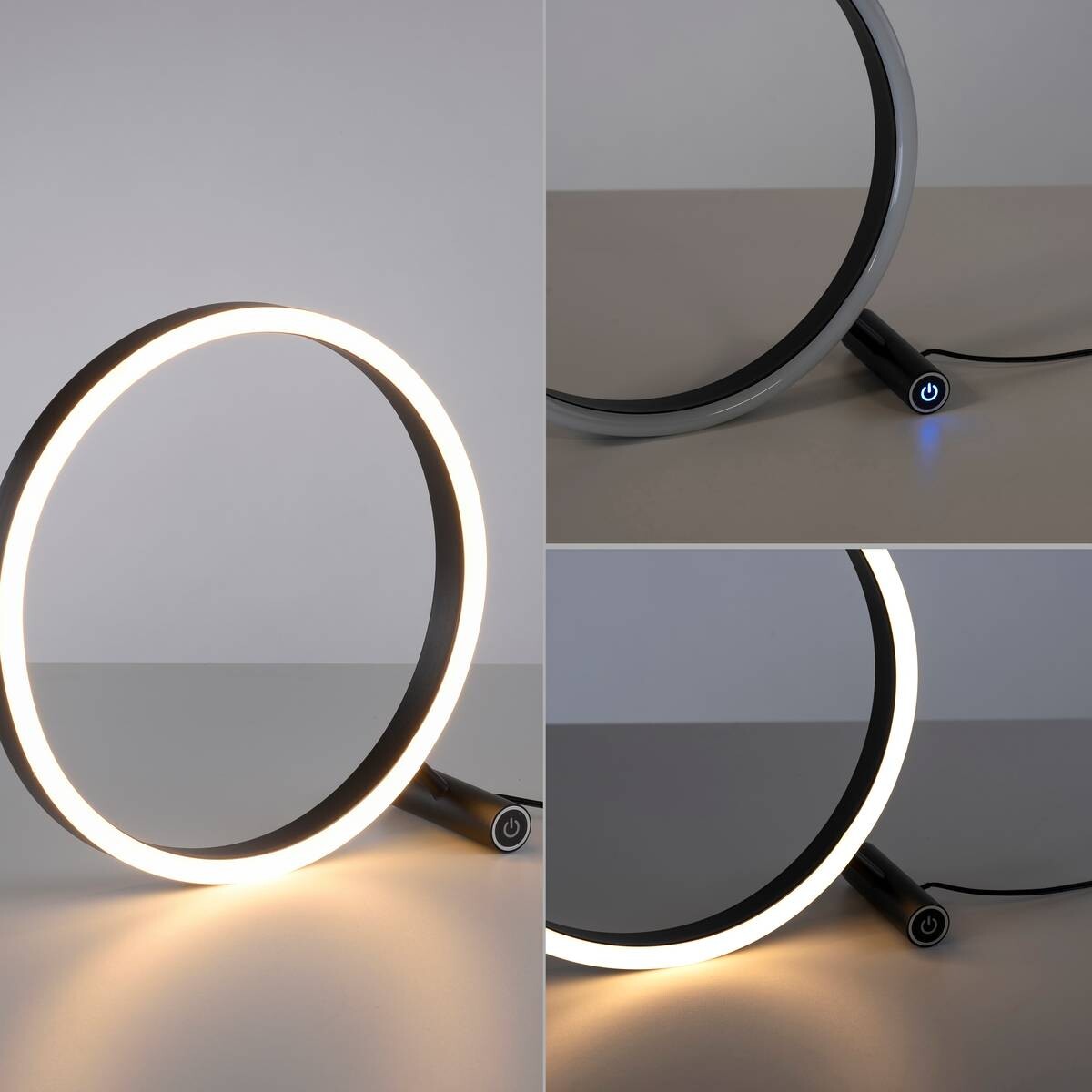 Just Light LED-Touch-Tischleuchte RITUS 15390-13 weiß anthrazit Metall B/H/T: ca. 30x30x10 cm 1 Brennstellen