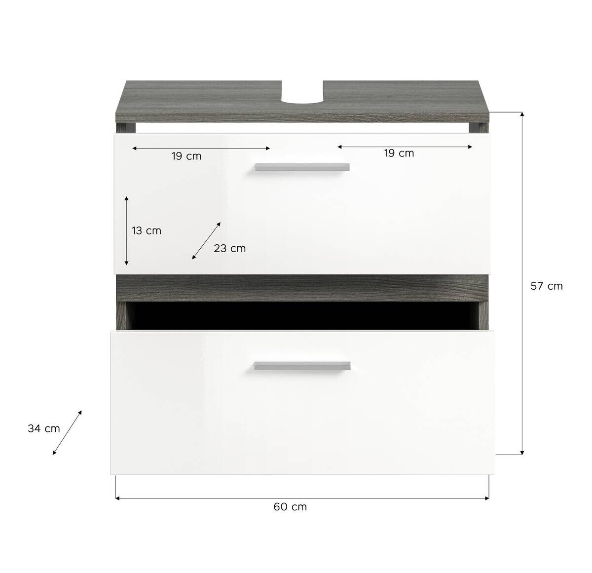 Badezimmer-Set BLAKE Rauchsilber Nachbildung weiß Hochglanz B/H/T: ca. 146x191x34 cm