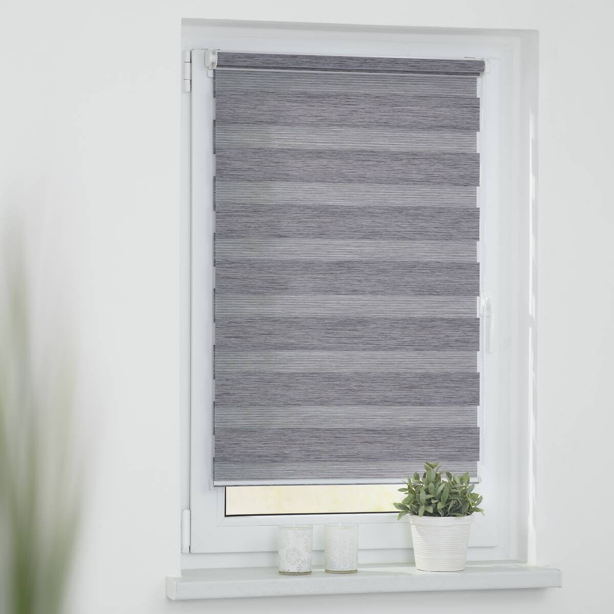 LICHTBLICK Doppelrollo Duo meliert dunkelgrau B/L: ca. 90x220 cm