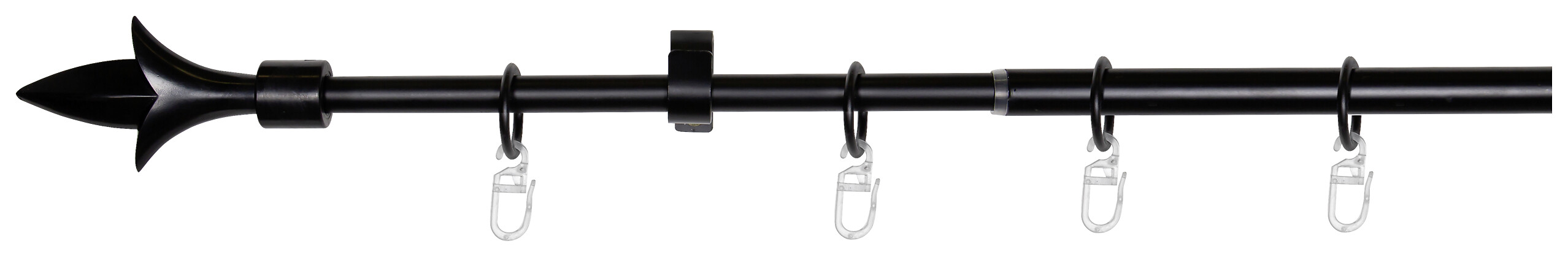 Gardinenstange schwarz Aluminium ausziehbar von ca. 130 bis 240 cm 1.0 Läufe