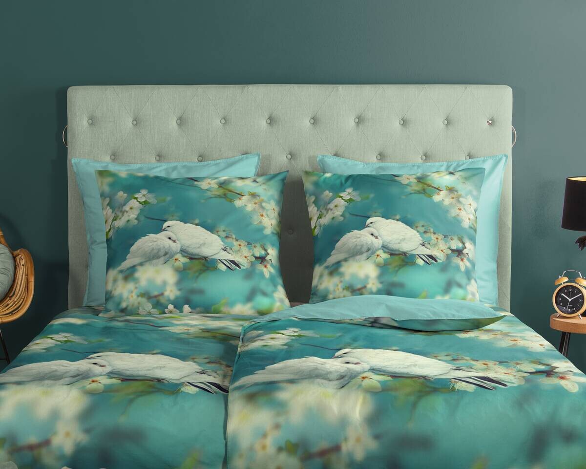 Baumwoll Bettwäsche Loving aqua Baumwolle B/L: ca. 135x200 cm