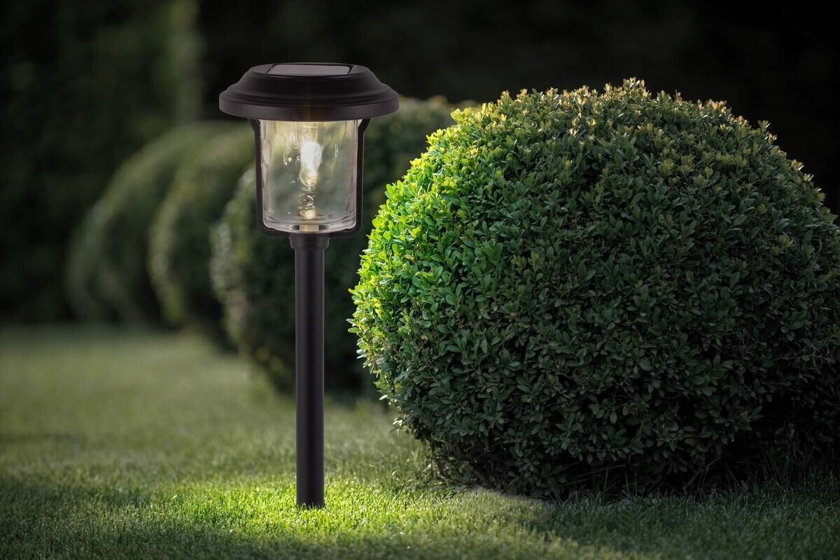 Außenleuchte schwarz Glas Metall B/H/T/D: ca. 14,6x54,7x14,6x14,6 cm