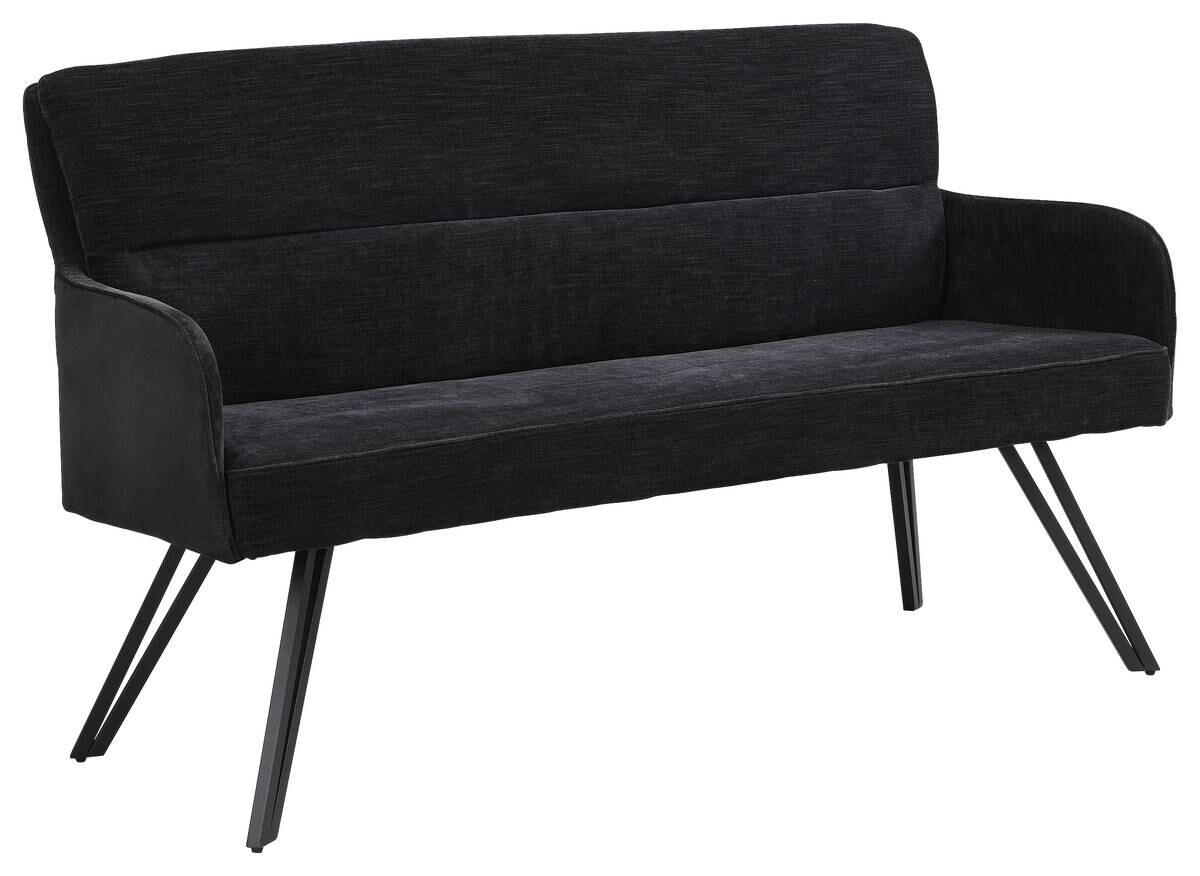 Sitzbank TINO schwarz Metall Microfaser B/H/T: ca. 140x94x67 cm