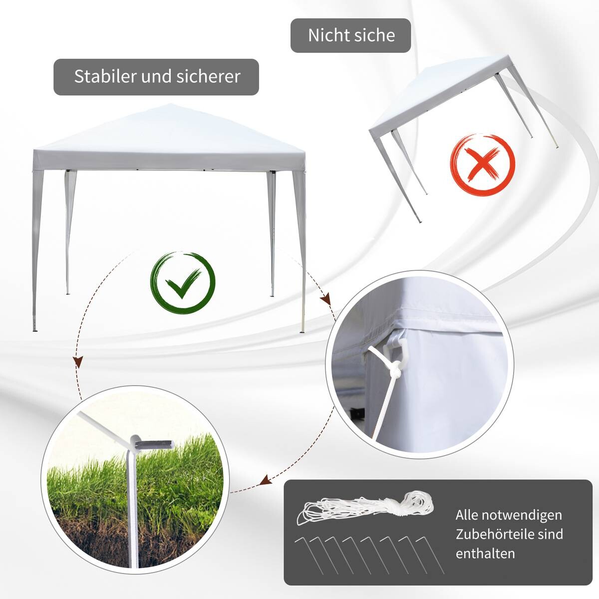 Outsunny Faltpavillon weiß Stoff B/H/L: ca. 295x255x295 cm