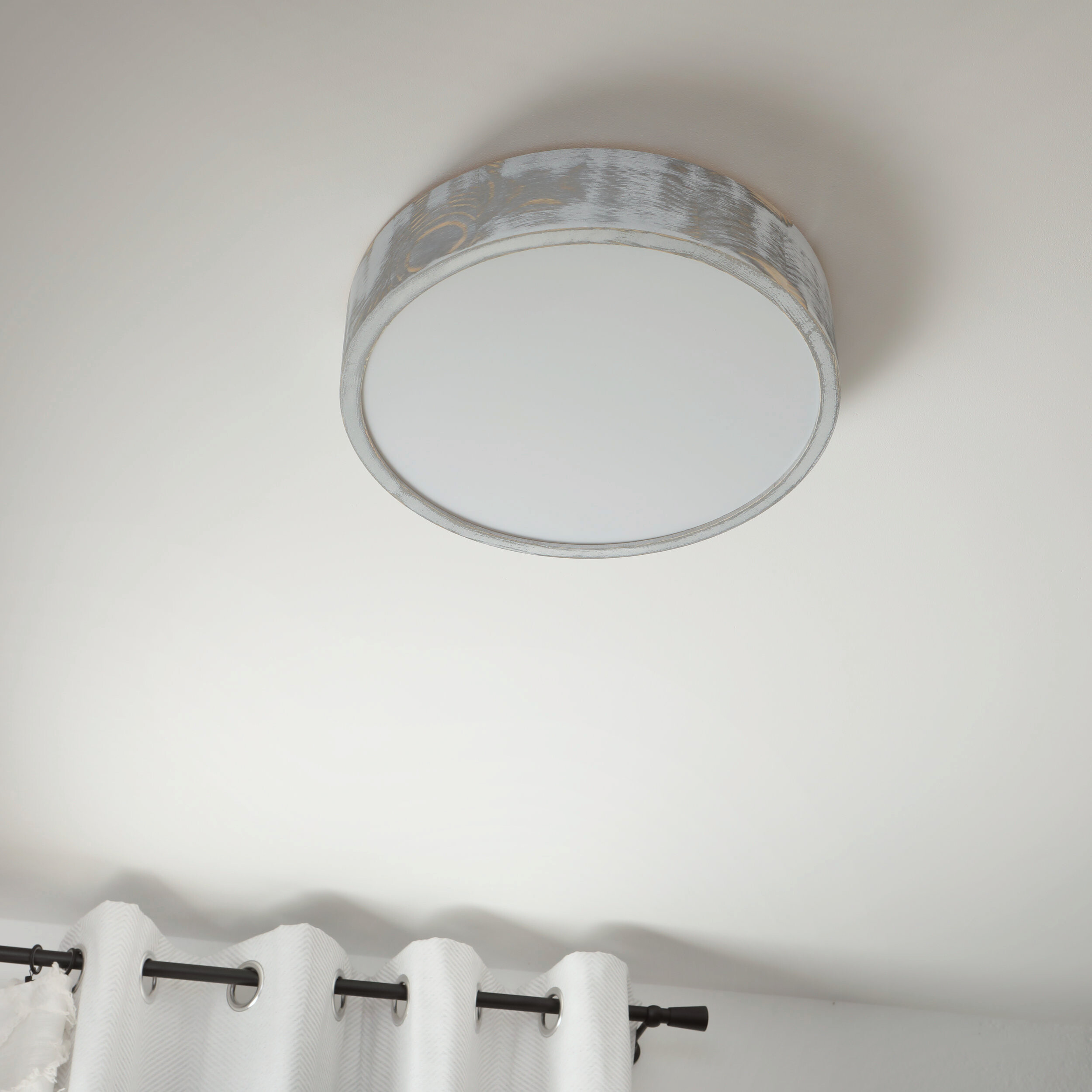 Lamkur Deckenleuchte hellbraun weiß Glas Holz B/H/L: ca. 38,5x12x38,5 cm 3 Brennstellen