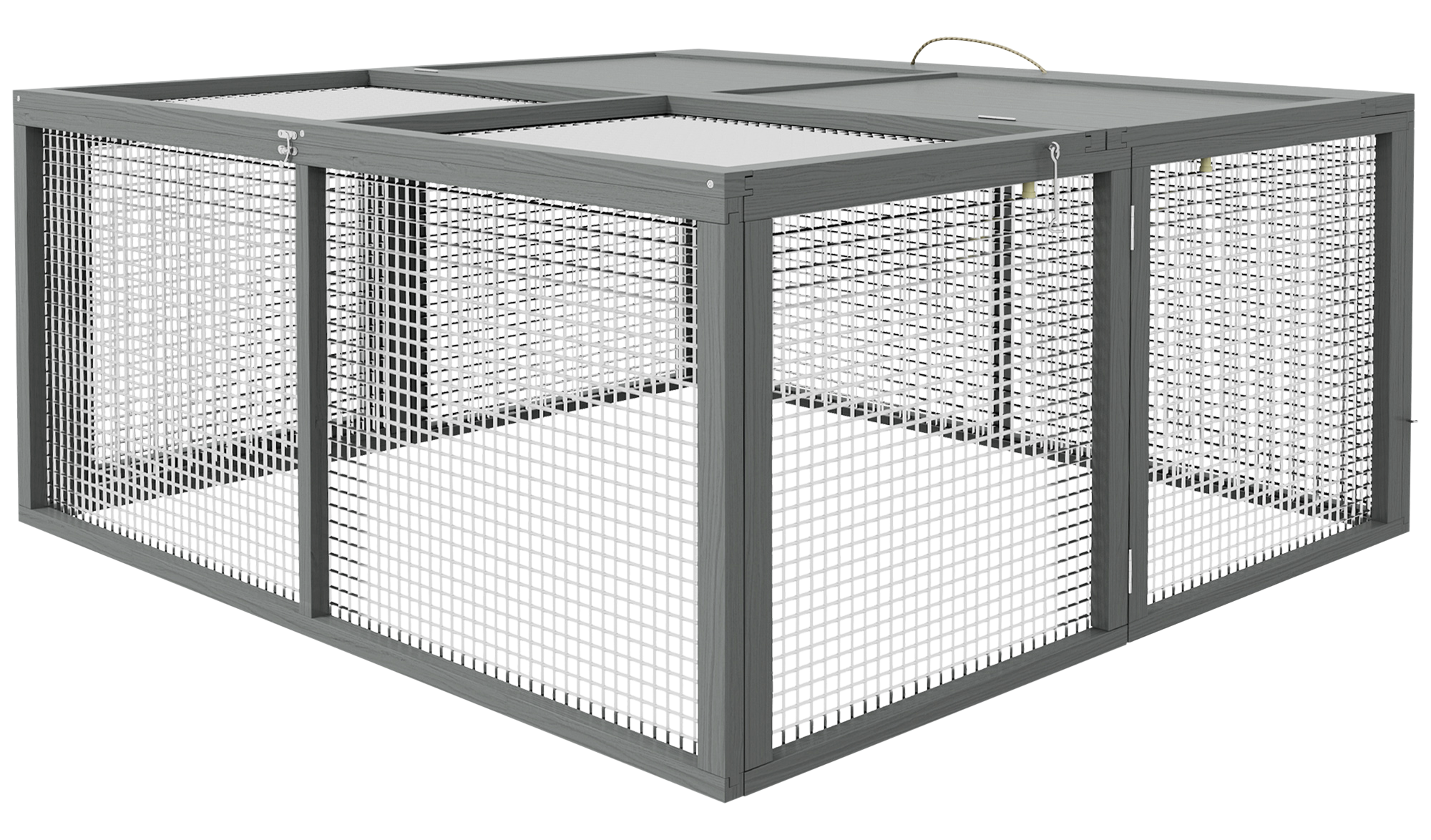 PawHut Zwergkaninchenstall grau Stahl B/H/L: ca. 105x50x110 cm