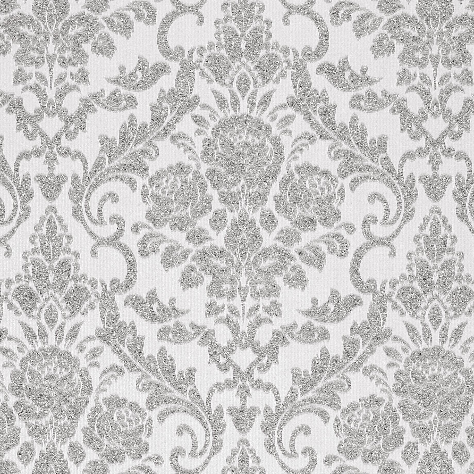Vliestapete Ornament weiß grau B/L: ca. 53x1005 cm