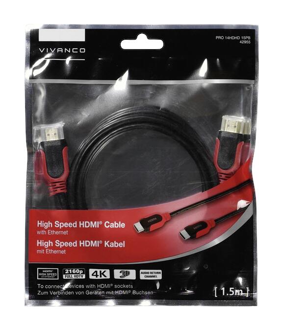 Vivanco HDMI-Kabel schwarz rot