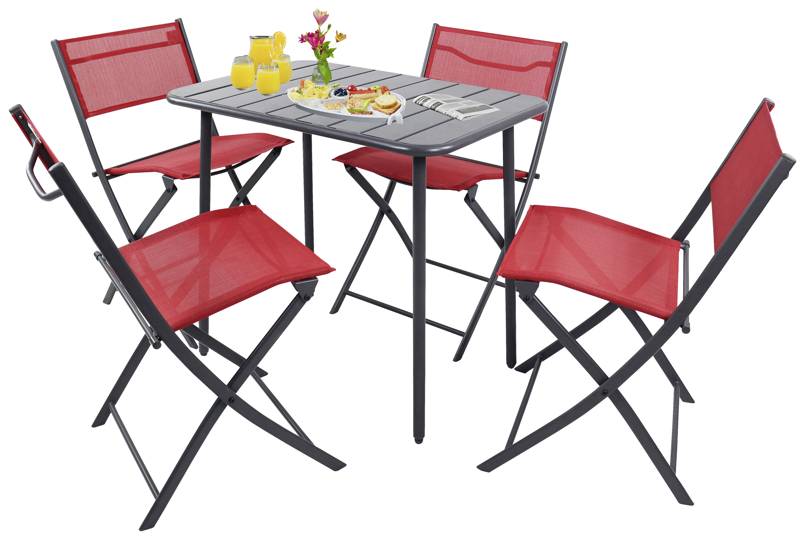 VCM Gartensitzgruppe Sumila rot Stahl B/H/L: ca. 80x72x55 cm