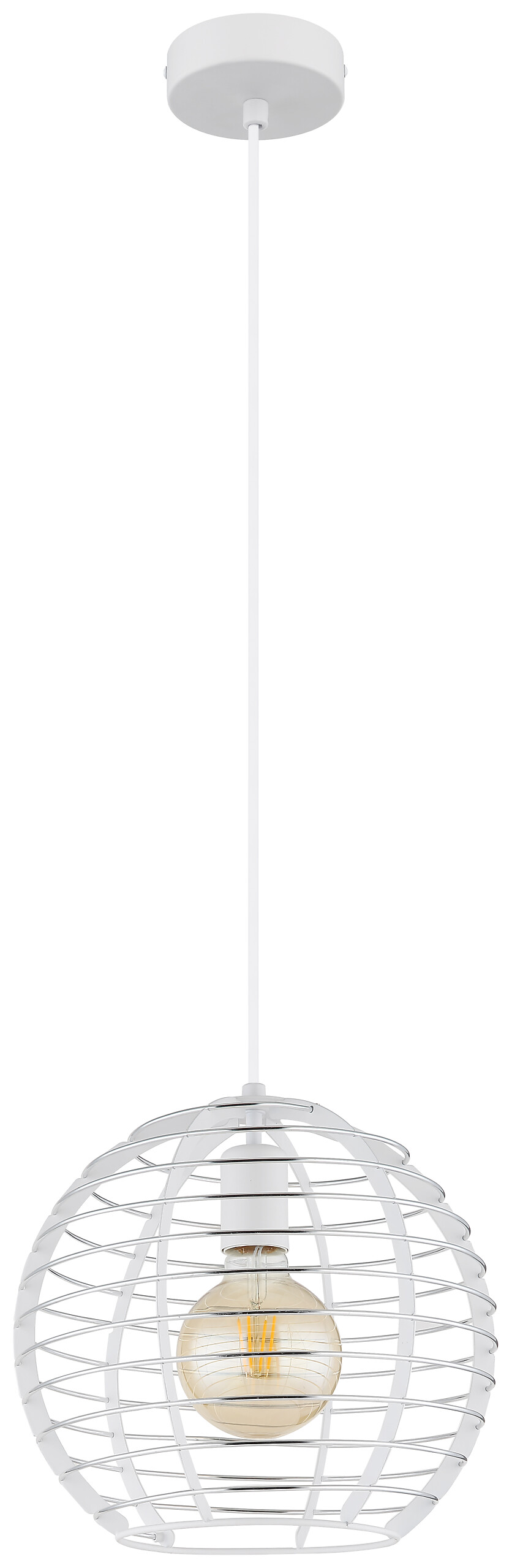 GLOBO Hängeleuchte Chrom weiß Metall Aluminium B/H/L: ca. 34x33x34 cm E27 1 Brennstellen