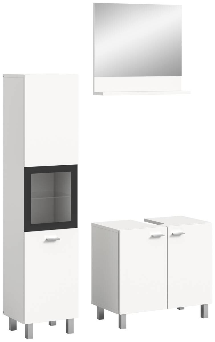 Badezimmer-Set BOSTON weiß schwarz B/H/T: ca. 102x186x33 cm