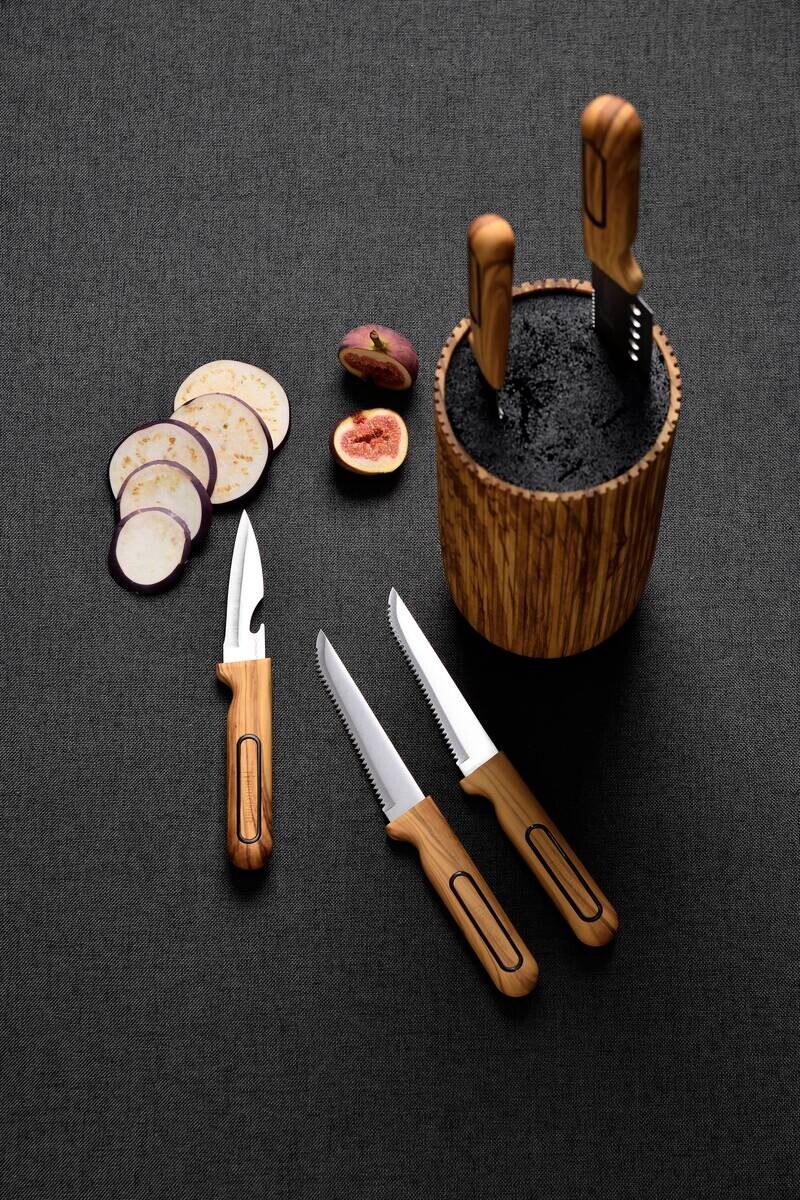 BERGNER Steakmesser-Set CHARCOAL silber Edelstahl B/H/L: ca. 17x2,8x25 cm