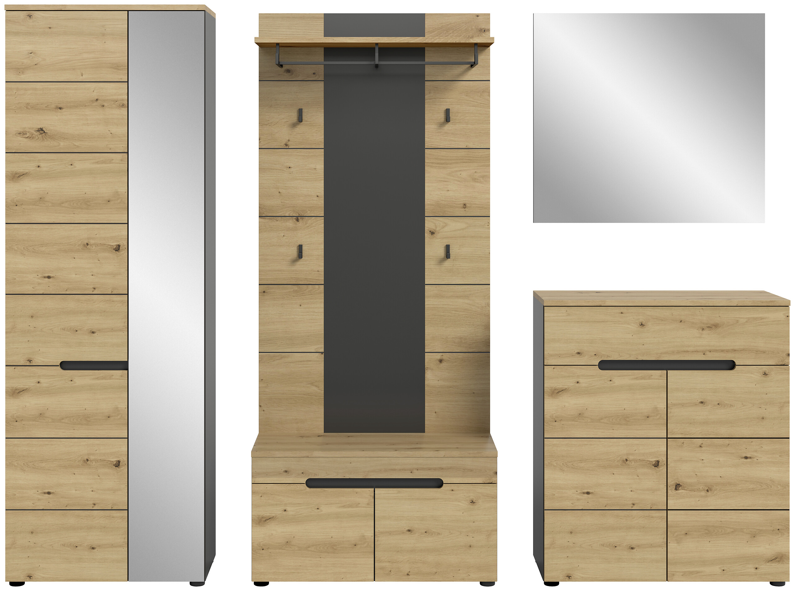 Garderobe Canu basaltgrau Nachbildung Artisan Nachbildung B/H/T: ca. 255x190x37 cm