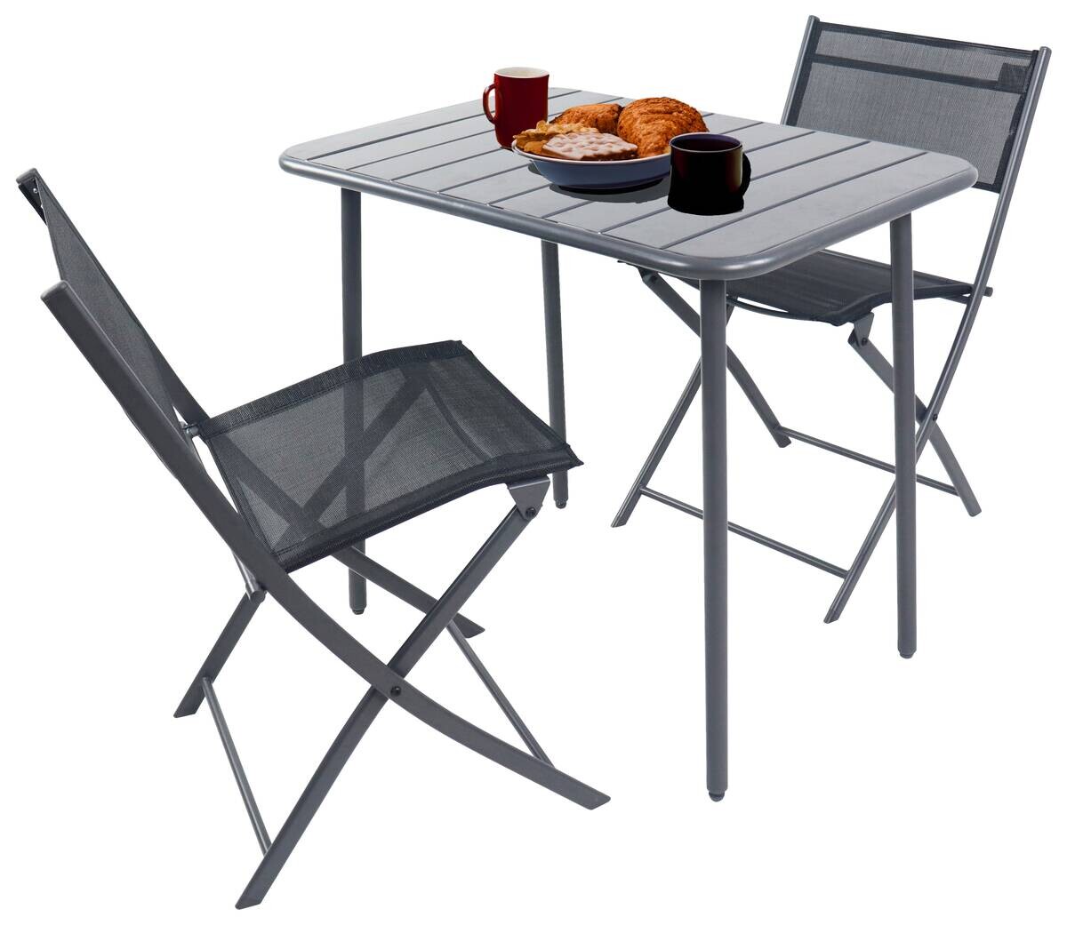 VCM Gartensitzgruppe Sumila schwarz Stahl B/H/L: ca. 80x72x55 cm