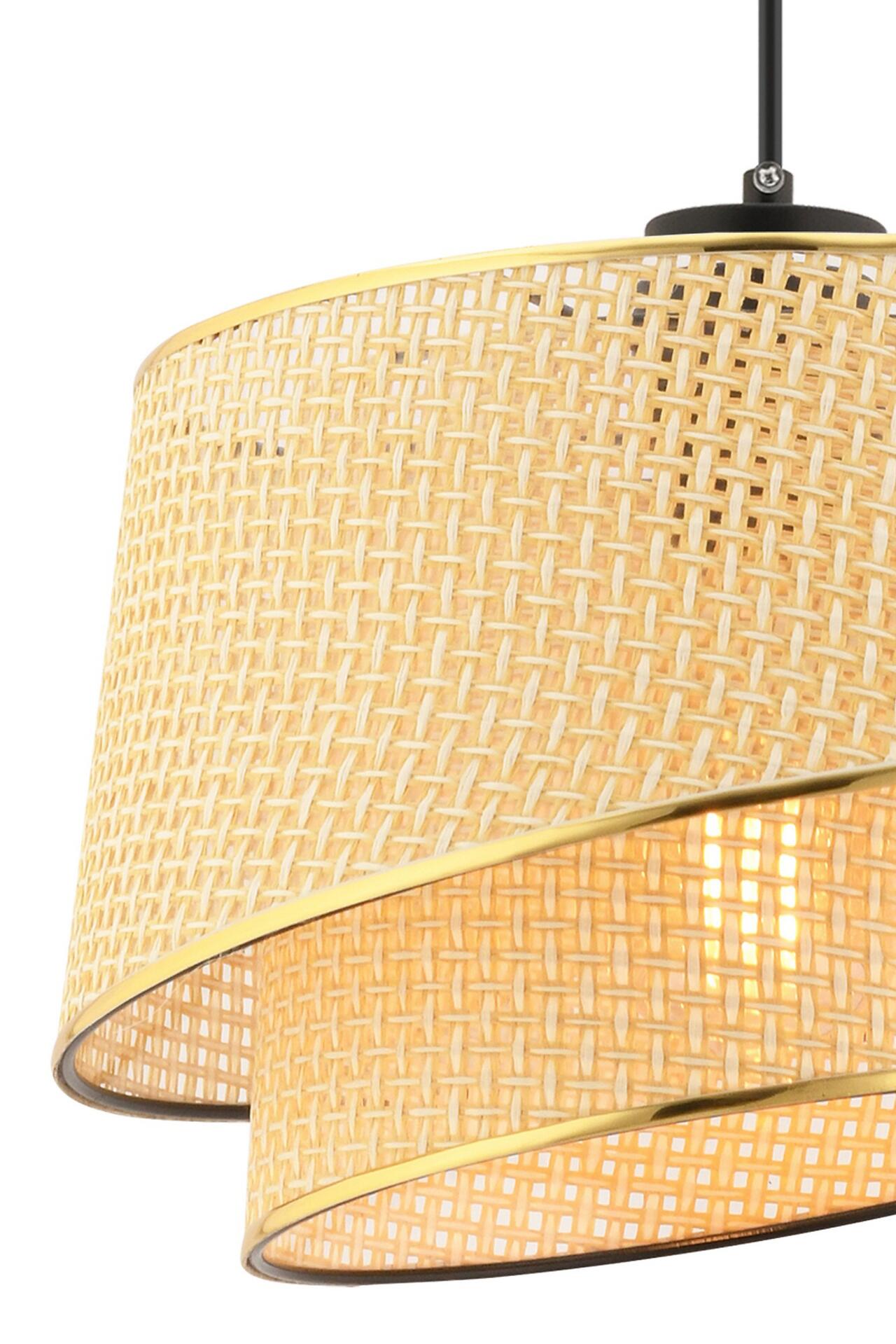 Opviq Pendelleuchte Barette kamel gold Stoff Metall B/H/L: ca. 32x65x32 cm E27 1 Brennstellen