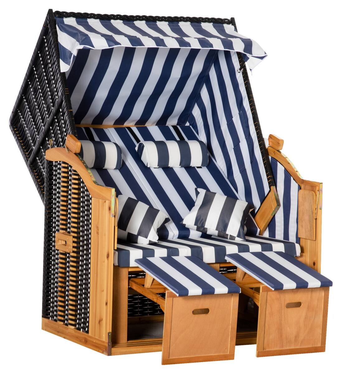 Outsunny Strandkorb blau Holz B/H/L: ca. 79x118x160 cm