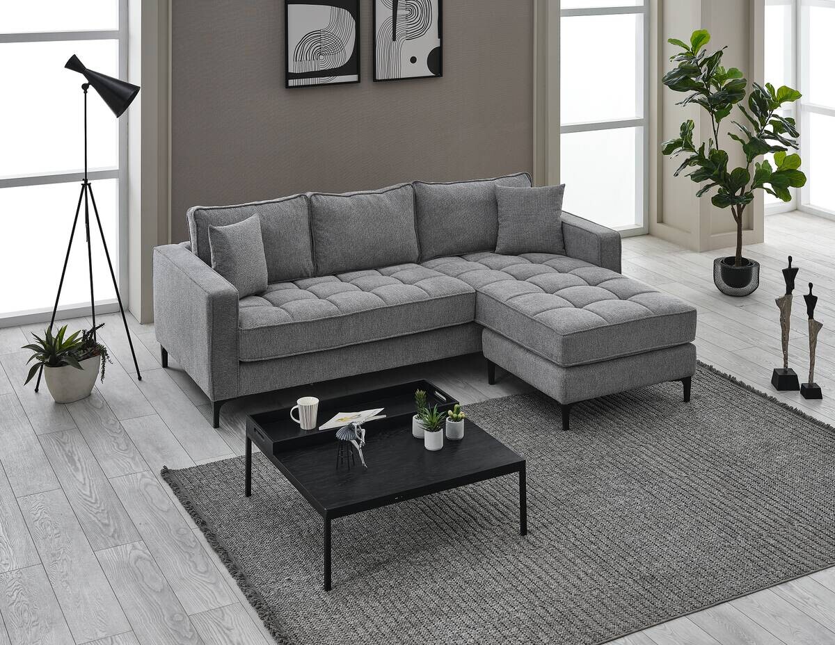Ecksofa hellgrau Microfaser B/H/T: ca. 238x67x185 cm