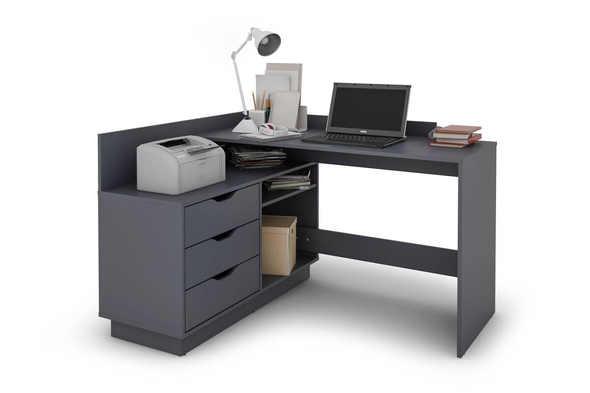 Eckschreibtisch BELFAST anthrazit B/H/T: ca. 129x83,5x105 cm
