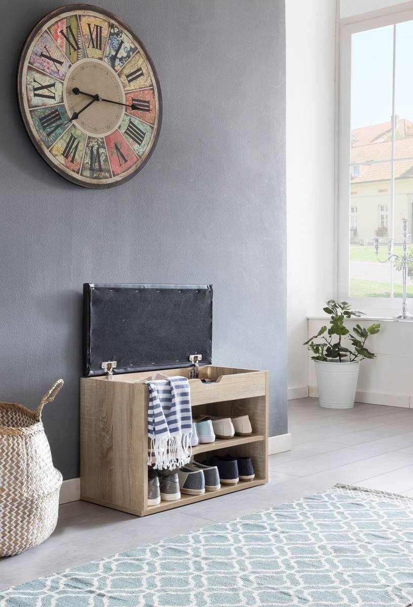 Schuhbank dunkelbraun Eiche Sonoma Nachbildung B/H/T: ca. 60x40x30 cm