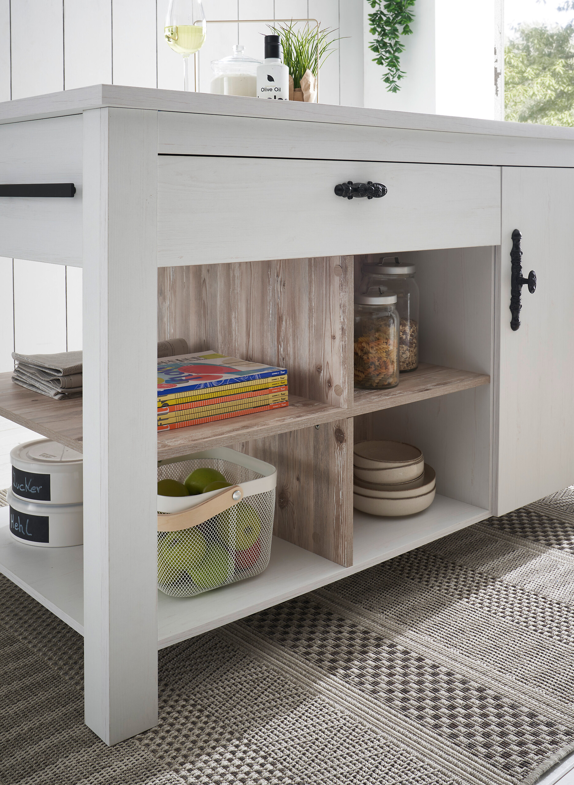 Kücheninsel Florenz weiß Pinie B/H/T: ca. 161x92x77 cm