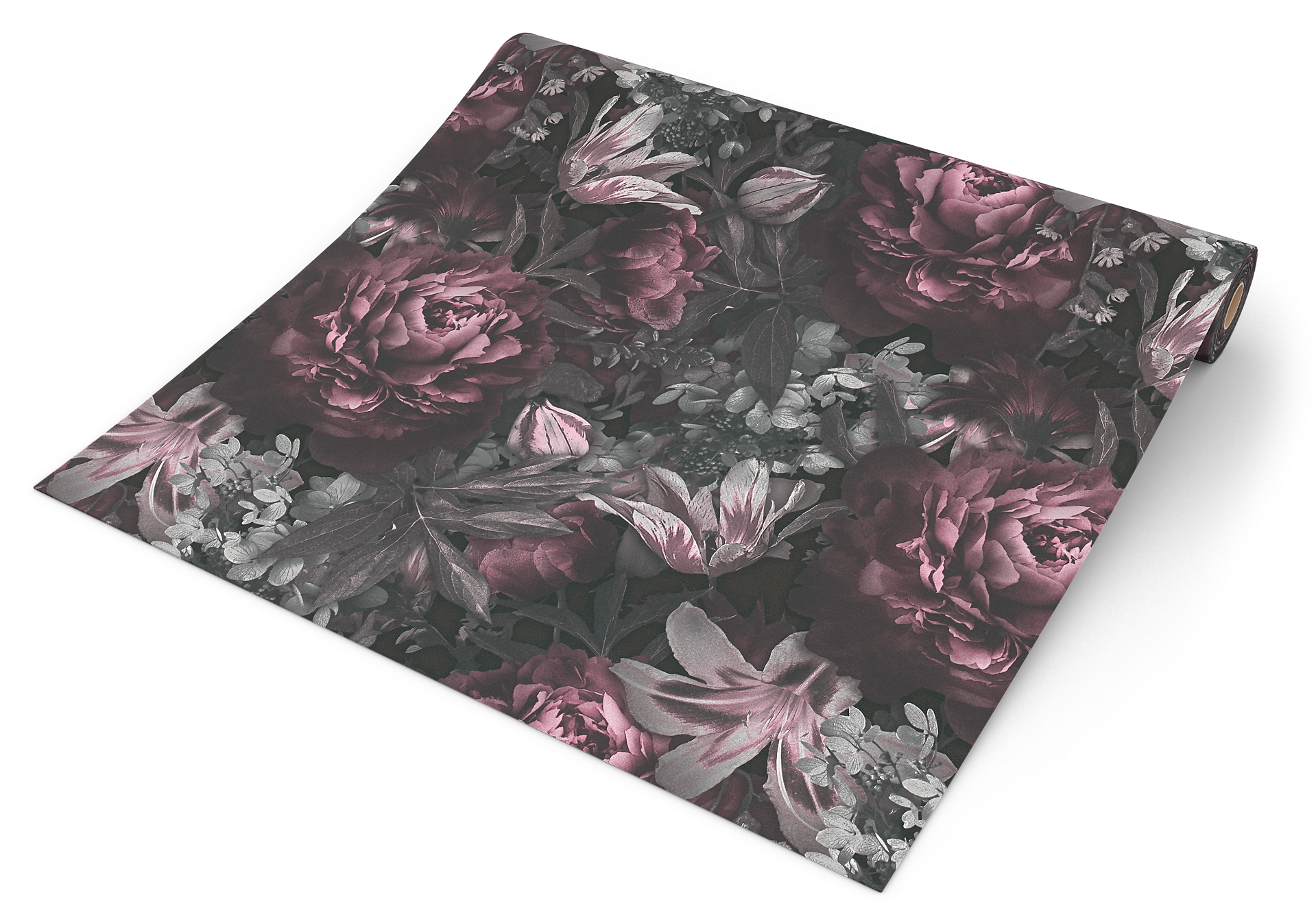 Vliestapete Rosen schwarz rosa grau B/L: ca. 53x1005 cm