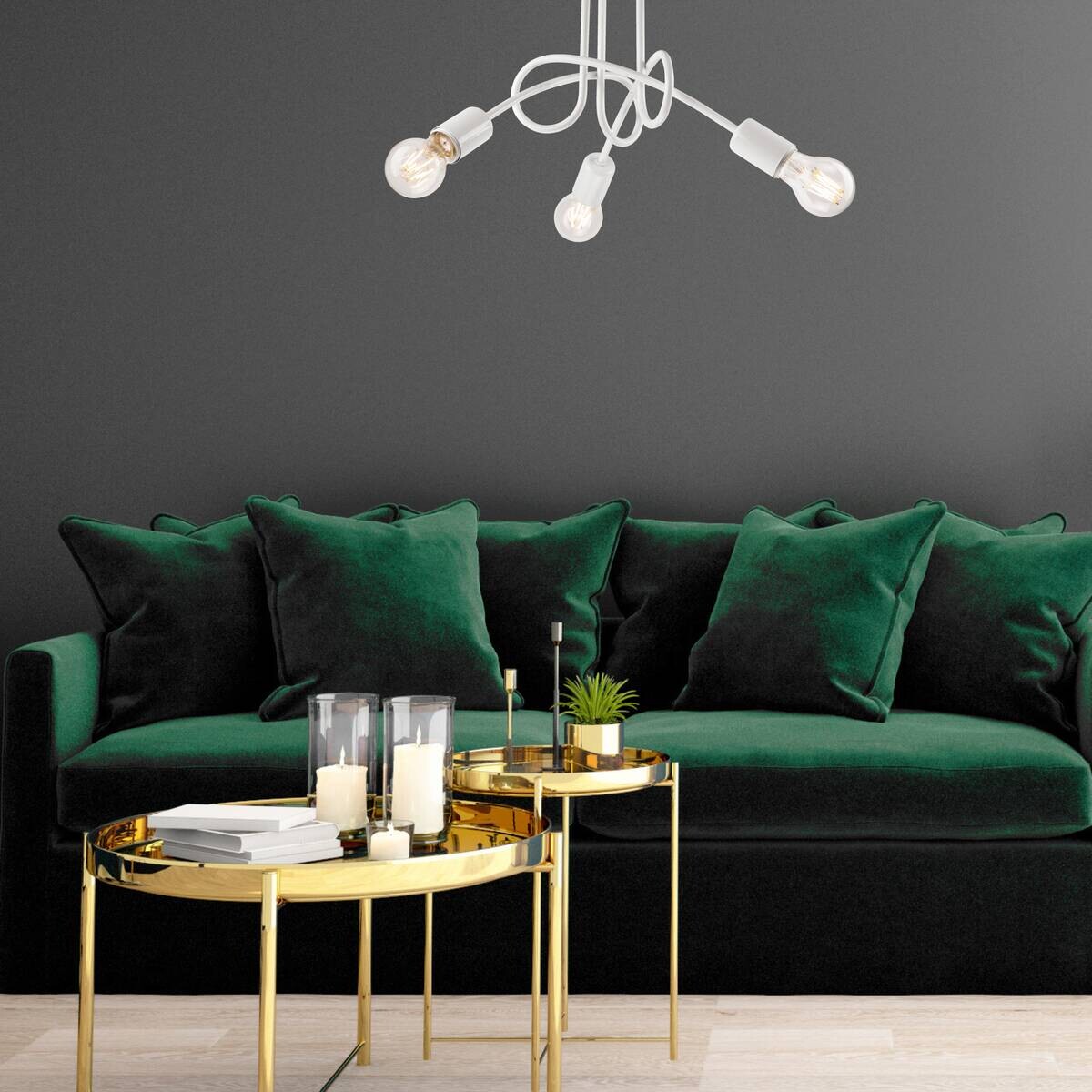 Lamkur Deckenleuchte Camilla weiß Stahl H/L: ca. 30x36 cm E27 3 Brennstellen