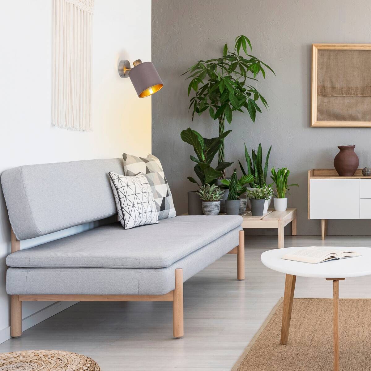 Näve Leuchten Spotleuchte 1386414 braun Metall Textil B/H/T: ca. 12x18,5x15 cm 1 Brennstellen