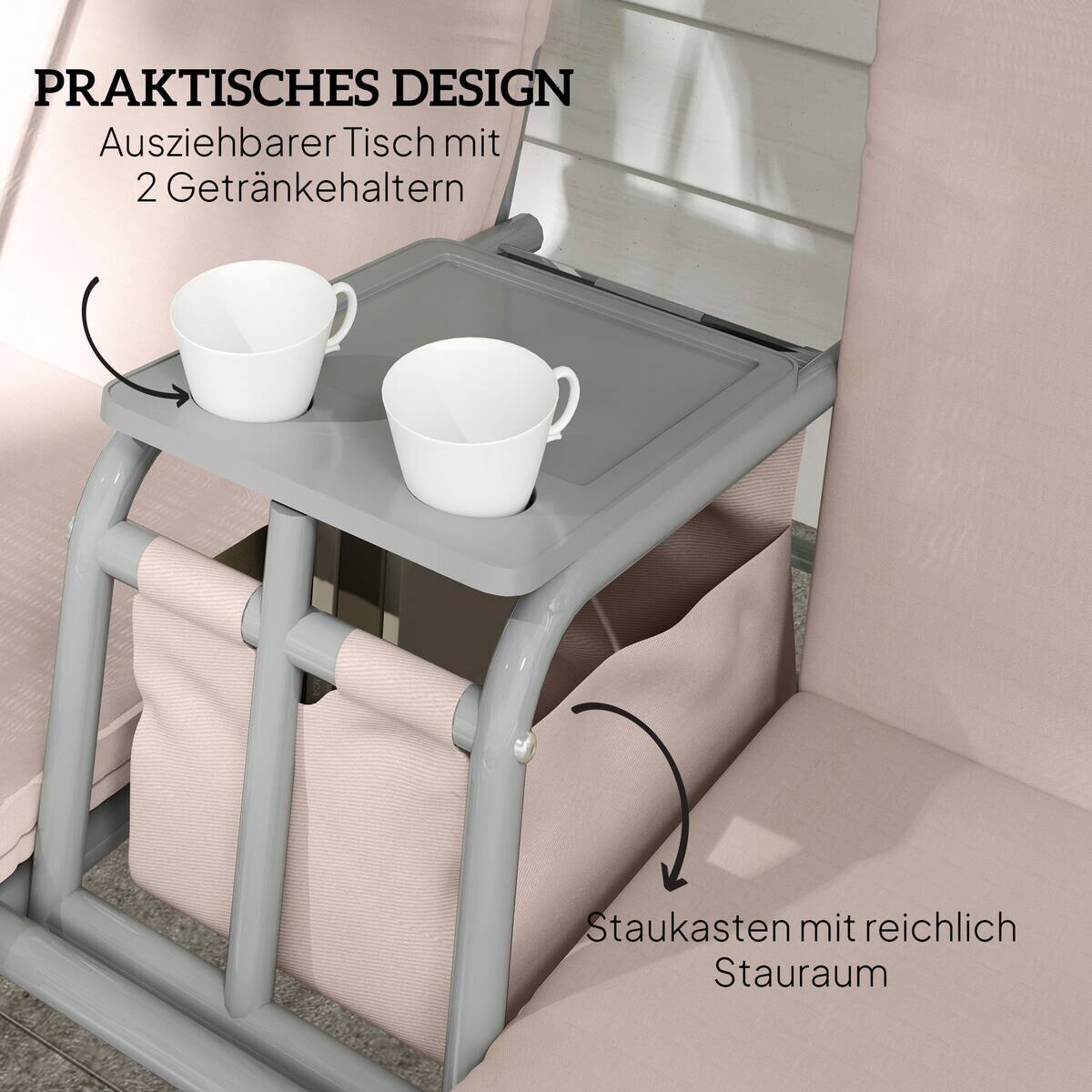 Outsunny Hollywoodschaukel beige Metall B/H/L: ca. 112x165x175 cm