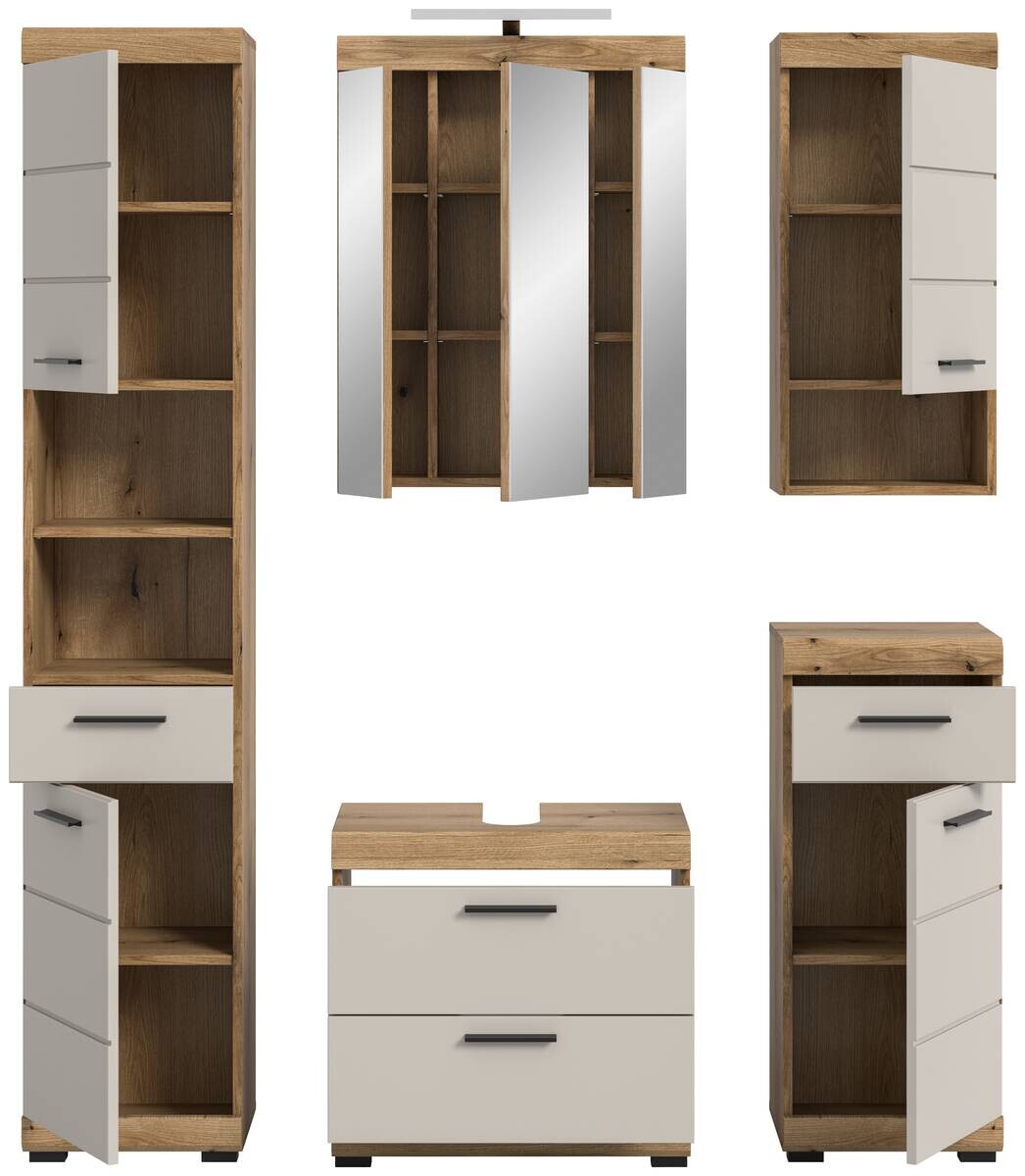 Badezimmer-Set Scout Evoke Oak Nachbildung Kaschmirgrau Nachbildung B/H/T: ca. 164x191x34 cm