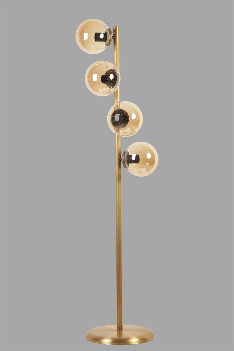 Opviq Stehleuchte gold Metall Glas B/H/L: ca. 30x137x30 cm E27 4 Brennstellen