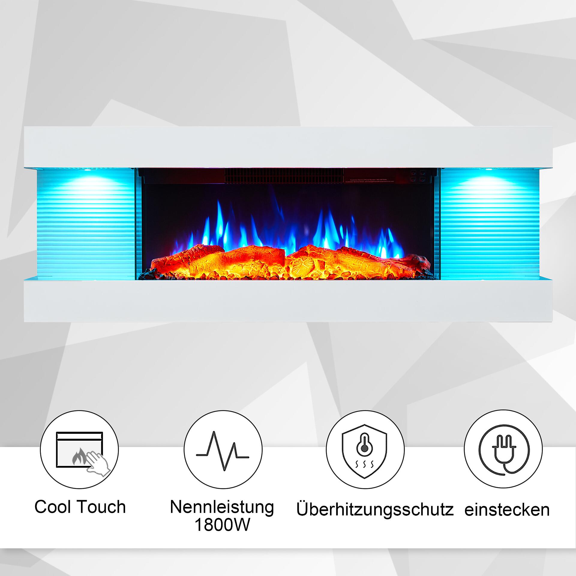 Balderia Elektrischer-Kamin weiß Metall B/H/T: ca. 112x41,8x21,6 cm
