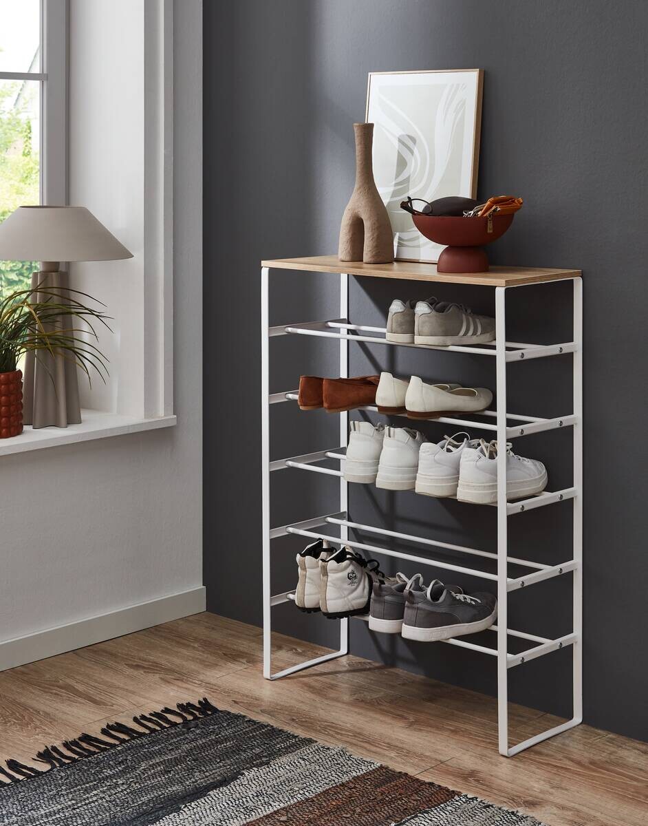 Schuhregal weiß Eiche Artisan Nachbildung B/H/T: ca. 66x90x25 cm