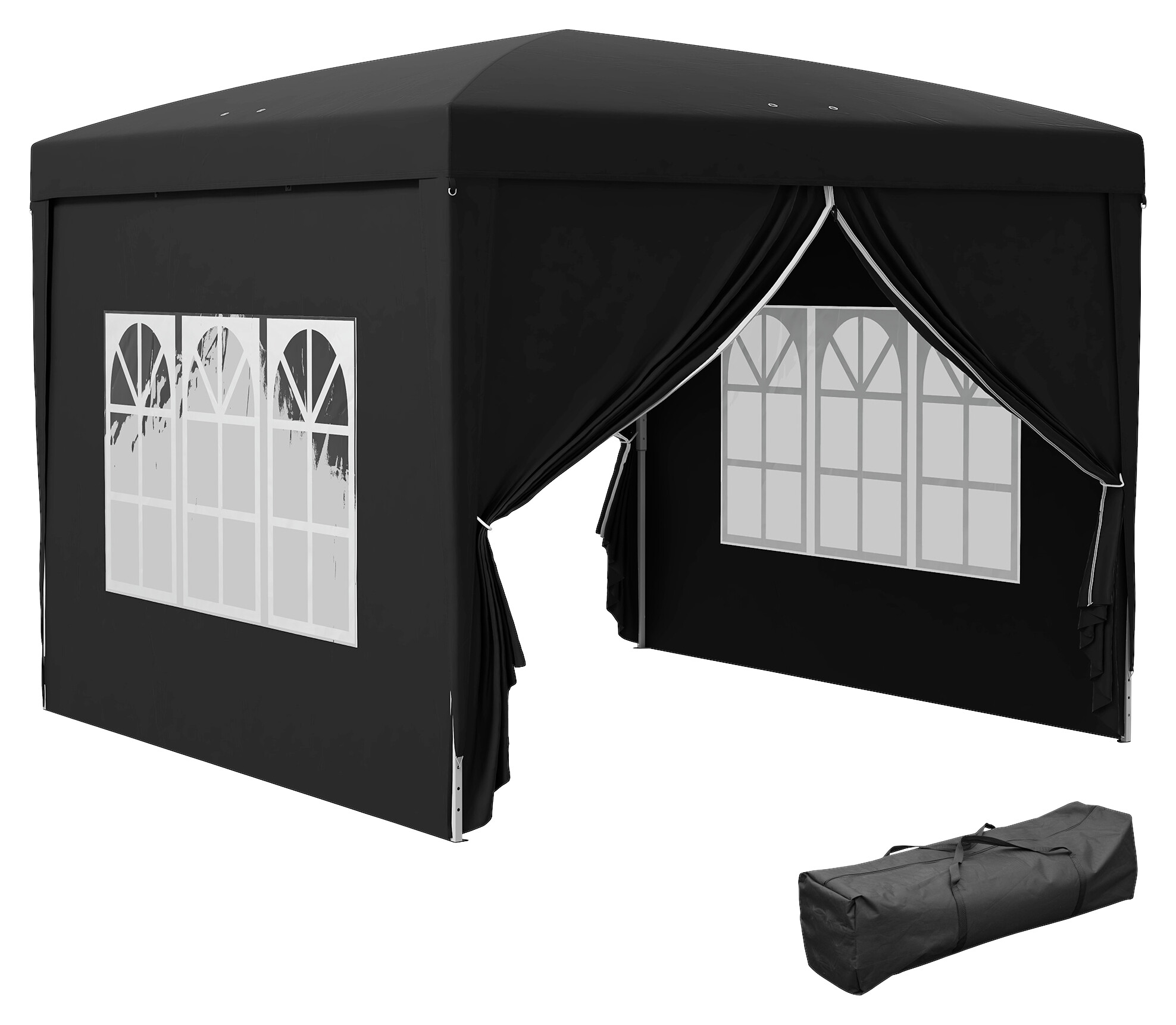 Outsunny Pavillon schwarz Stahl B/H/L: ca. 295x258x295 cm