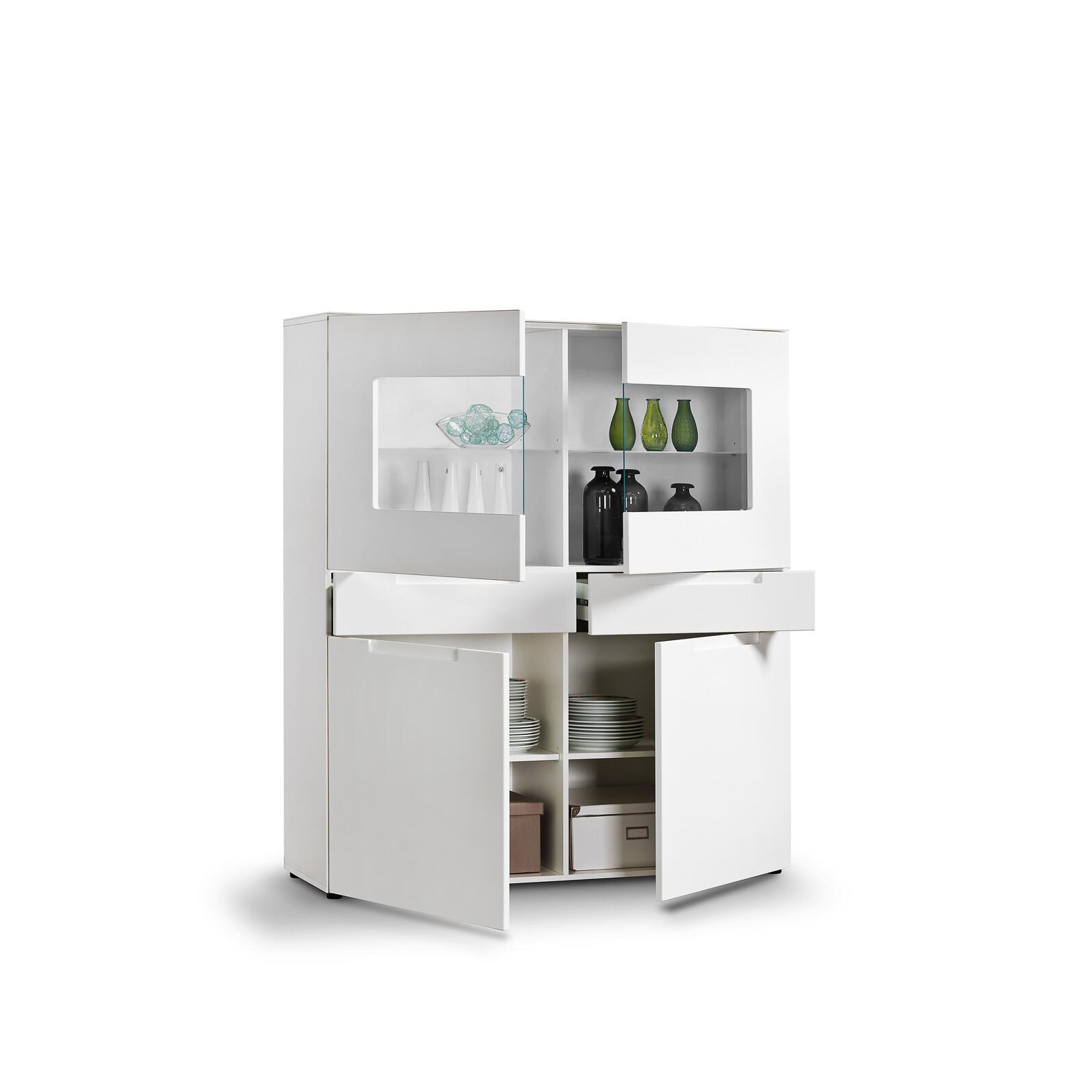 Highboard Mailand weiß Hochglanz B/H/T: ca. 128x147x40 cm