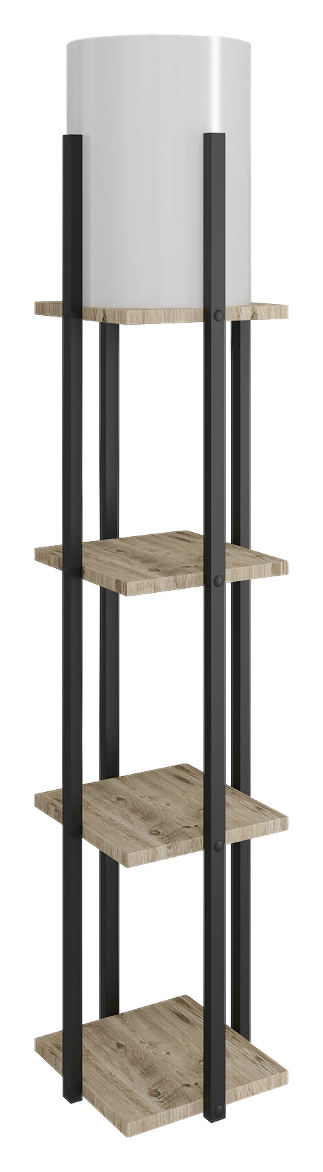 Opviq Stehleuchte Nora natur schwarz Stoff MDF B/H/T/L/D: ca. 21x135x21x21x21 cm E27 1 Brennstellen