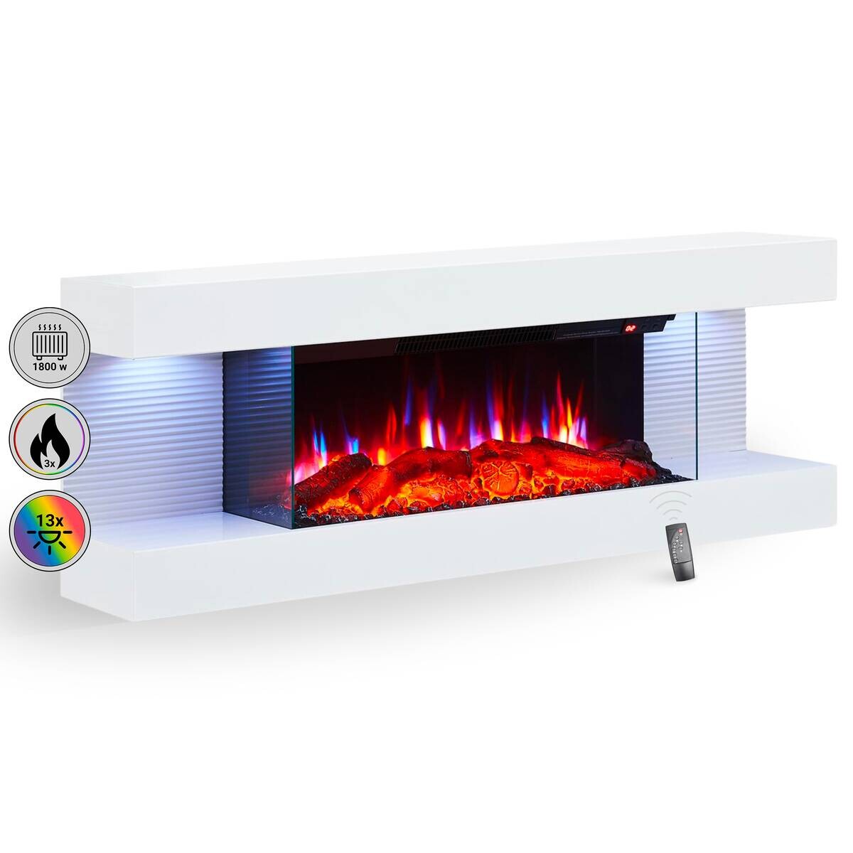 Balderia Elektrischer-Kamin weiß Metall B/H/T: ca. 112x41,8x21,6 cm