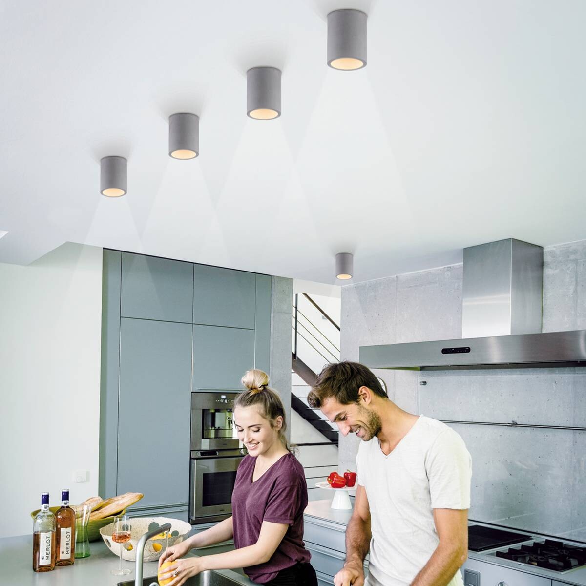 Paul Neuhaus Deckenleuchte ETON 6160-22 grau Eisen Beton B/H/D: ca. 11x14x11 cm GU10 1 Brennstellen