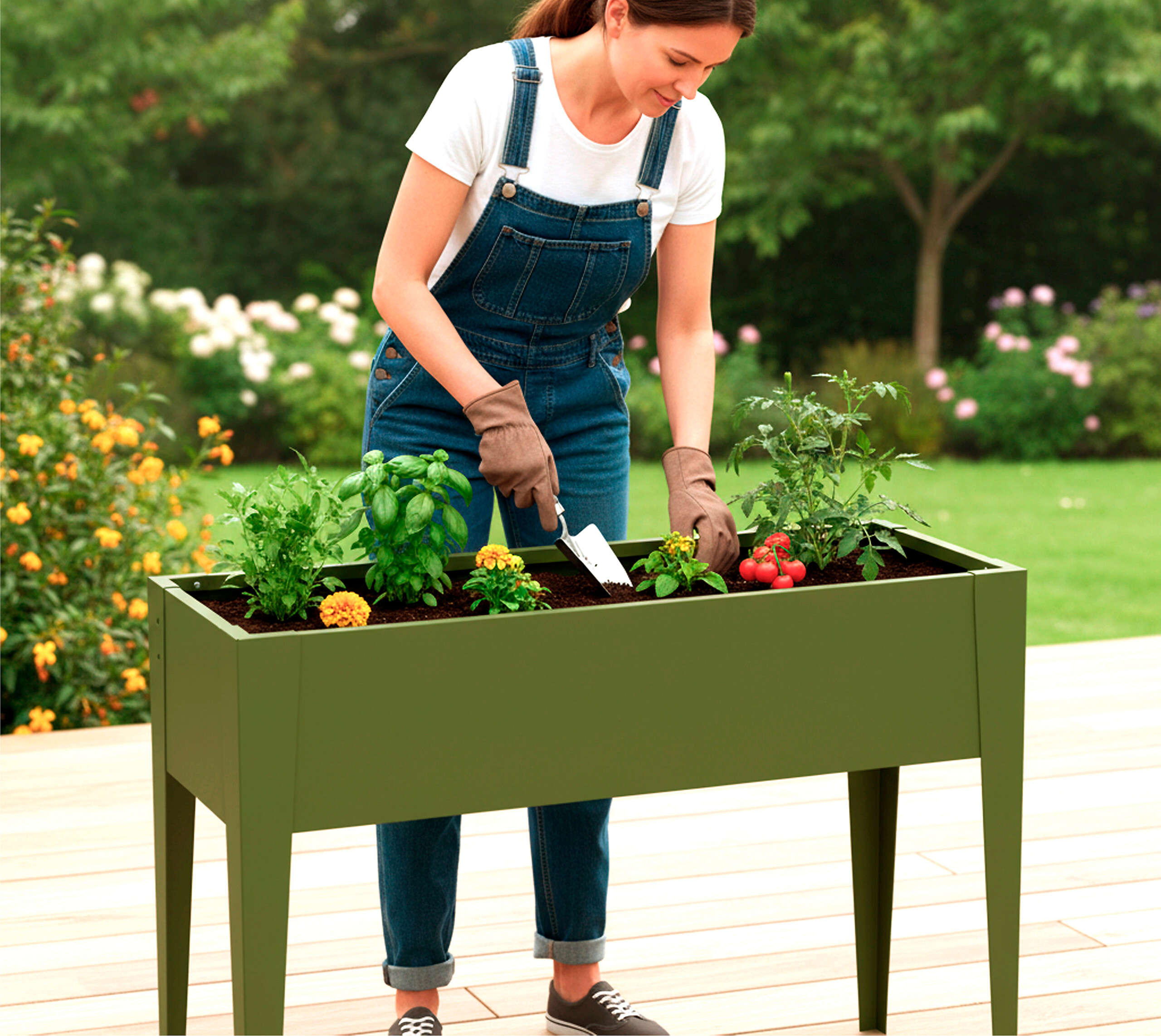 Westmann Hochbeet Vedura olive Stahl B/H/L: ca. 100x80x30 cm