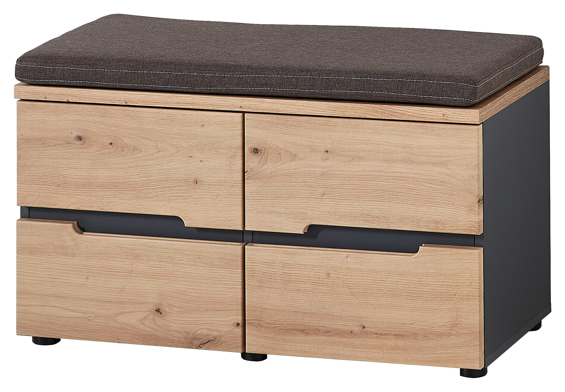 Sitzbank Memphis Eiche Artisan Nachbildung Graphit B/H/T: ca. 80x49x38 cm