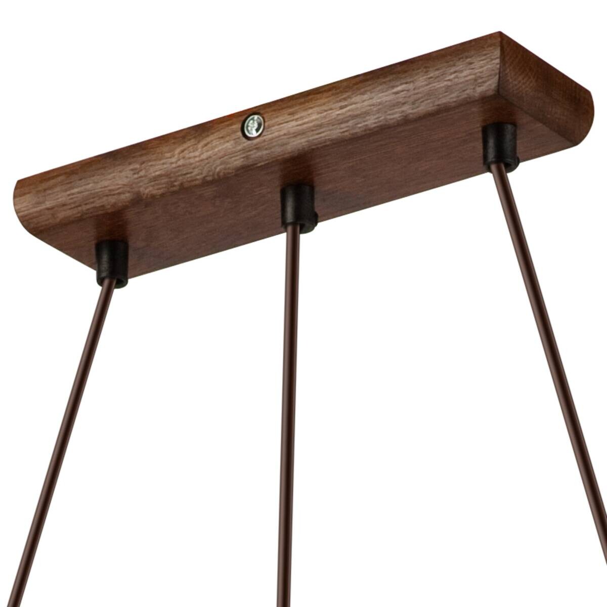 Lamkur Pendelleuchte AIDA 35185 Eiche Stoff Holz Stahl H/L: ca. 89x90 cm E27 3 Brennstellen