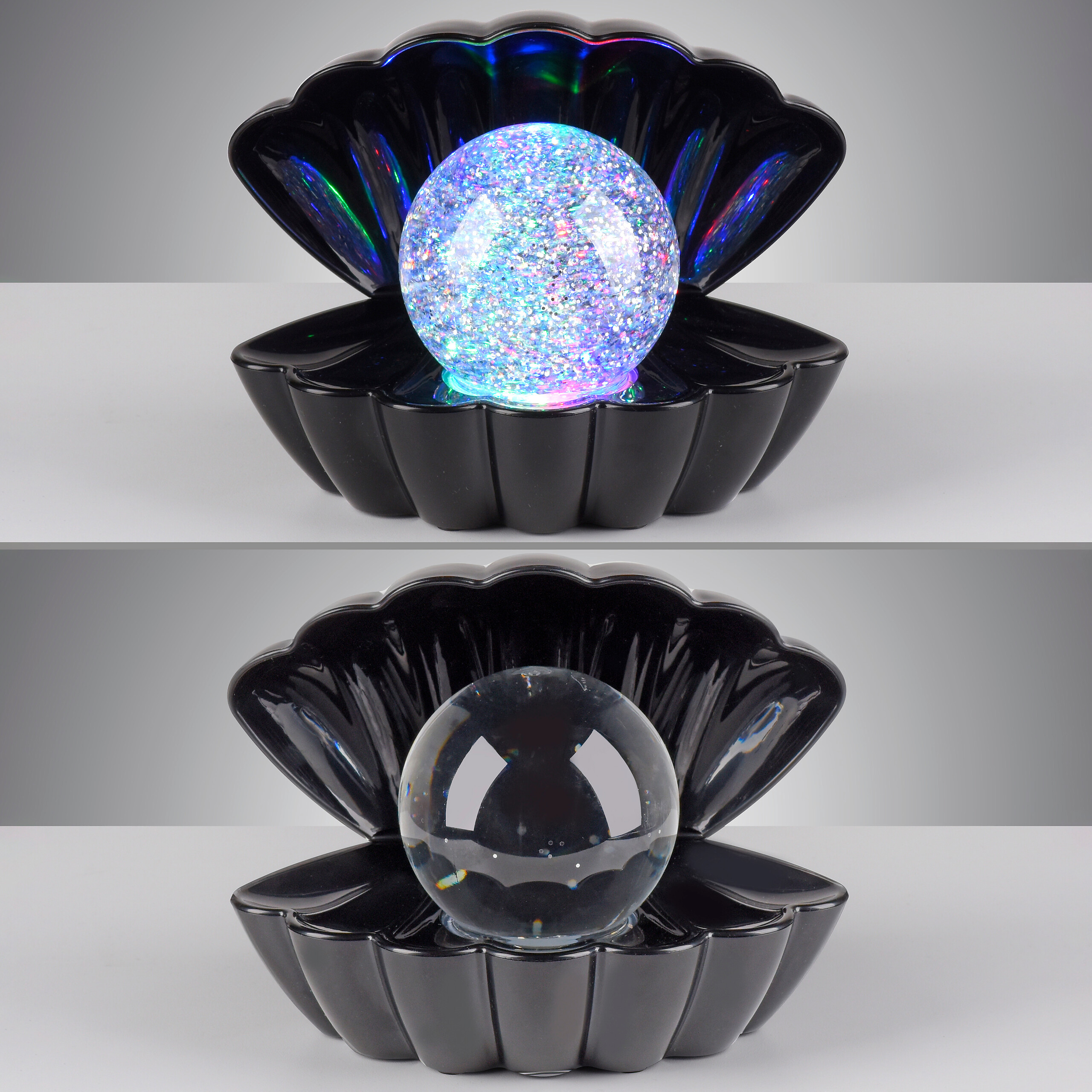 Just Light LED-Dekoleuchte Muschel schwarz Kunststoff B/H/D: ca. 18x13x14,8 cm